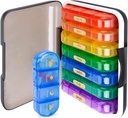 MURRI & MURRDI 7- denní Pořadatel pilulek s 28 buňkami, Velký týdenní pouzdro pro 4 denní kompartmenty, Moisture- Proof Travel Pill Box pro vitamíny, léky, doplňky, multi- Color