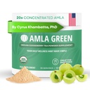 Amla Powder & Green Tea Superfood Dodatek, 20x Ultra Koncentrovaná Amla, Antioxidant Podpora, Made with Oolong Tea and Indian Gooseberry, Organic, Vegan, Classic Flavor, 30 Servings