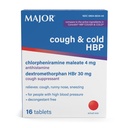Tablety s vysokým krevním tlakem - Antihistaminikum a protikašel - Dextromethorfan HBr, Chlorfeniramin Maleate - 16 Počet (1 balení)