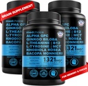 12-in-1 Nootropní dodatek k mozku Bezvodý: Ginkgo Biloba pro podporu mozku, paměti a zaměření - B12, Alpha GPC, L Theanine a Choline doplňky s bioperine Non Caffeined 1321mg (180ct)