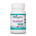 Nutricology Zinek Citrát Dodatek - 25mg zinek pro muže a ženy, Imunitní podpora, Čistá, Well- Absorbované, Well- Tolerované, Stopa Minerální, Vegetariánské Kapsle - 60 Počet