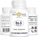 Bio- Tech Pharmaceutical Vitamin D3 (D3- 5 5k IU, 250 Veg Count)