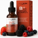 Extra síla tekuté B12 vitamínové kapky - Vitamíny B12, B6, B3- Vegan a non GMO- Instant Energy, Focus & Metabolismus Podpora se Zeleným čajem, Carnitin & Ginkgo Biloba - Alternativní k B Komplexní kapsle