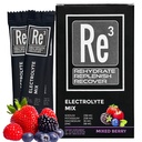 Re3 - Rehydratace - doplnění - Obnovení Electrolyte Powder Packets. Žádný cukr, 7 Cal, 1.4 sacharidy. Nejlepší mix vitaminů a minerálů (smíšený Berry)