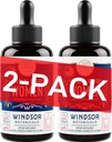 WINDSOR BOTANICALS Liquid Iron Supplement for Women 2- Pack - kyselina listová, vitamín C, Vegan Liquid Iron Supplements for Anémie, Menstruace, Podpora těhotenství - Drops Orange Flavor - 2x2oz