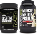 NutraBio Creatine Monohydrát, Neochucené, (300 g) a Muscle Matrix Protein Powder, (Vanilla) Doplněk Bundle - Svalová energie, Maximální růst, zotavení, a síla
