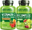 NATURELO Vitamin C Kapsle, 90 Počet Vitamin B Komplex 120 Počet