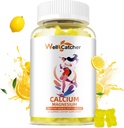 Vápník Magnesium Gummies Dospělí Děti - Cukr zdarma Žvýkací řasy Vápník doplňky pro ženy Muži Podpora Plus síla kostí se zinkem Draslík Vitamin D3 K2 Lemon Flavor 60CT