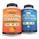 Živina Premium Lipozomální vitamin C 1650mg & Lipozomální Glutathione Bundle - High Absorption Ascorbic Acid Plus Master Antioxidant & Cleanse - Non- GMO, Vegan / Vegetarian - 180 + 60 Kapsle