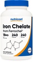 Nutricost Chelated Iron (od Ferrochel) 18mg, 240 Kapsle - Gluten Free, NeGMO Iron Chelate Dodatek