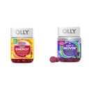 OLLY Extra Strength Daily Energy Gummy s vitaminem B12, CoQ10, Goji Berry, 60 Počet & Keep It Moving Constision Relief Gummy s rebarborou, Pruny, Amla, 30 Počet