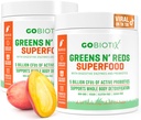 GOBIOTIX Super Zelené a červené Powder - Červený a zelený Superfood - Probiotický dodatek - Digestivní Enzymy a Kořen řepy Powder - Organic Whole Foods Dieter Supplement (Mango, 2 Pack)