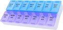 7 Den Týdenní AM PM Pořadatel pilulek, ShysTech Velký Pouzdro Pouzdro Pouzdro pro pilulky vitamínové doplňky léky (Purple / Blue)