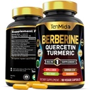 Berberine dodatek pro muže a ženy, 8in1 Formule s Quercetin, Kurkuma, jablečný ocet, Beet Root & More - Trávicí, imunitní podpora - Bohatá na výživu - 90 Kapsle