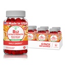 Vitamin B12 Gummies pro dospělé - nejkyselejší Proprietární vzorec - 3000mcg Methyl B-12 High Absorption Energy Gummies - Non- GMO Vegan Vit B12 - Žvýkací B 12 pro energetickou podporu a zdraví kostí - 6 Pack