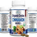 Organic Ceylon Skořice - 1000mg na Serving, Certified Organic True Skořice Dodatek, antioxidant, Rychlá absorpce - 60 Tablety