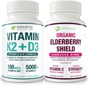 Max Absorpce Vitamin K2 + D3 & Organic Elderberry s černým krunýřem a Echinacea CLAS124; Síla kostí a vápník Absorpce CLAS124; Imunitní podpora