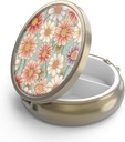Pouzdro Pouzdro na plotýnky se zrcadlem Retro 3 Kompartment Small Pill Organizátor pro Purse nebo Kapsa Bronze Small Roud Pill Box nebo Vitamíny, Rybí olej, doplňky, Pill Containe Cestovní dárky Retro Floral