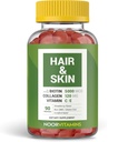 Noor Vitamíny Halal Vlasové Vitamíny Biologický, Kolagen, Křemík, Vitamin C & E Podporuje vlasy, kůže a nehty zdraví; Přírodní jahodové Gummy Vitamíny. GMO, gluten zdarma a certifikovaný halový vitamin (90 Počet)