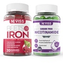 NEVISS Vegan Iron Supplement, Gentl Iron + Sugar Free Nikotinamid 500mg gumové