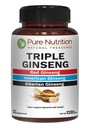 Čistá výživa Triple Ginseng 650mg 650mg French 124; 120 Caps French 124; Komplex pro muže a ženy 124; vysoce účinná kombinace červeného, amerického a sibiřského ženšenu. NeGMO