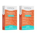 Omax3 Prebiotic & Probiotic 50 miliard CFU + Chicory Inulin, 10 Stuin, Reduce Bloating, Digestion, SIBO, Leaky Gut, Vaginální pH, Acidophilus, Vegan, Dairy Free, Gluten Free, Blistr balení (2 balení)