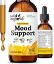 Wild & Organic Mood Support Drops - Dobré Mood doplňky w / Ashwagandha Root & Rhodiola Rosea - Přírodní kapalné kapky pro pozitivní energii - klid a odpočinek doplňky pro ženy a muže - 2 oz