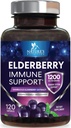 Elderberry Imunitation Support 1200mg - Denní imunitní podpora pro dospělé s koncentrovaným Sambucus Black Elderberry Extract - Antioxidační doplněk vitaminu, gluten zdarma, Lahvička v USA - 120 Kapsle