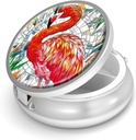 Pill Box-3 Kompartment Small Pill Pouzdro pro Purse & Pocket Mini Metal Pill Holder Cestovní Pill Kontejner pro držení doplňků Vitamíny BPA- zdarma (Flamingo)