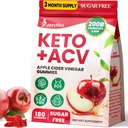 Jablečné octové žvýkačky, pokročilé ACV Gummy s probiotika, BHB, B12 a Keto Support - Keto Acv Gummies for Detox, Metabolismus, Digestion, Gut & Imunitary Health - Sugar Free, Vegan, 180 Počítá se
