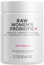 Codeage Raw Women 's Probiotic + Supplement - 34 Probiotických proužků, 100 miliard CFU, trávicí enzymy, Prebiotic Blend, DIM, Bylinné Extrakty, Phytonutrients - Non- GMO - 30 Kapsle