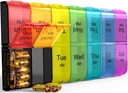 Barevné Extra Velké Pill Organizér 2 krát denně, Týdenní XL PM Pill Case, 7 Den Pill Box dvakrát denně, Nadměrné denní medicína Pill Organizátor pro vitamín, Big Pill Container, Medikace Disperse