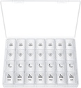 XL Pill Organizátor 4 krát denně, BUG HULL Extra velké týdenní Pill box pouzdro, 7 den Vitamin Kontejner Denní Pill držák na Cod- Jaterní olej, Vitamíny, doplňky (bílé)