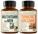 Vimerson Health Men 's Multivitamin + Turmeric Curcumin s Black Pepper Extract Bundle. Společná a imunitní podpora, Relief nepohodlí, Antioxidační vlastnosti pro něj