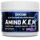 Evogen Amino K.E.M. - EAA & BCAA Powder Pump Volumizer CU124; BCAA Amino Acids Supplemente for Blood Flow, Muscle Growth, & Hydration CU124; Blueberry Apple CU124; 30 Servings