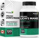 Reew Actives Premium Organic Lion 's Mane Houba 1100MG na 2 kapsle - Podporuje mozkové funkce, paměť, zaměření, Stress Relief & Imunní zdraví, Non- GMO, Vegan - Made in Canada - 120 Kapsle