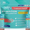 Electrolyte Powder Sugar- Free Hydration Packets Tropical Punch Hydromate 30 Sticks