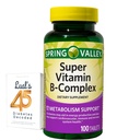 Spring Valley Super Vitamin B Komplex vápníku karbonát, Ascorbic Acid 100 Tablet Bundle s Lual 45 cukrovky Decoded