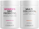 Codeage Multi kolagen protein Kapsle & Probiotika pro ženy Bundle 124; Multi kolagen pilulky, kolagen Typy I, II, II, V & X, 90 Hrabě 124; Prebiotika & Probiotika pro ženy - Soy & Dairy Free, 60 Počet