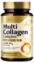 Multi kolagen Peptides 2400mg pro ženy - Nejlepší hydrolyzovaný komplex kolagenu s 5 typy (I, II, III, V, X) - Tráva Fed - Vlasy, kůže, hřebík, kost a společná podpora pro krásu & Wellness - 60 Kapsle