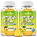 Citrátové žvýkačky draselné, Gummie s vysokým obsahem draslíku 1200mg Support Leg Cramps & Muscle Health, pro dospělé a děti, Vegan, Ananas Flavor 120 Počet
