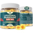 Berberine 500mg dodatek, Jednou denně, Lipozomální gumy s Ceylon Skořice, Bitter Melon, Banaba Leaf pro metabolismus vyvážený, AMPK Activator, vysoká absorpce, cukr zdarma, Vegan, 60 Cts