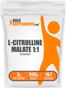 BulkSupplements.com L- Citrulline Malate 1: 1 Powder - Citrulline Powder, Amino Acid Supplement - Neochucený & gluten zdarma - 3g na porci, 500g (1,1 lbs) (balení po 1)
