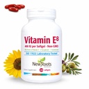 NEW ROOTS HERBAL Vitamin E 400 IU Kapsle 124; Organic Antioxidant Supplementary IR 124; všech 8 typů vitaminu E pro podporu mozku a vize IR 124; 4 Tokoferoly a 4 Tokotrienoly pro ženy a muže (120 Softgels)