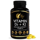 Cocó March N.M.D Vitamin D3 + K2 10 000 IU - dodatek vysoké potence pro ženy a muže, imunitní podpora, Kostní a společné zdraví - Bezlepkové, Non- GMO, 4 měsíční zásoba, 250 mcg D3, 180 mcg vitaminu K2