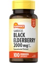 Sundance Sambucus Black Elderberry Kapsle 124; 2000mg Dubrovníku 124; 100 Počet 124; Non- GMO a gluten zdarma dodatek