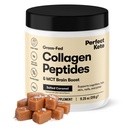 Perfektní Keto kolagen Peptides Protein Powder s MCT Oil, Hydrolyzované kolagen, Typ I & III dodatek, Gluten Free Grass Fed, Nízký karb, Keto káva smetanu, Kolagen pro ženy a muže, slaný karamel