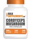 BulkSupplements.com Cordyceps Houbové kapsle - Cordyceps Extract, from Cordyceps Sinensis - Gluten Free, 2000mg Ekvivalentní Serving - 1 Kapsle per Serving, 240 Veg Kapsle (Balení po 1)
