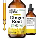 Extrakční kapky Wild & Organic Ginger Root - Imunitní a trávicí podpora - Tekuté zázvorové doplňky - Vegan, Cukr & Alcohol- Volný tinktura - 4 fl oz
