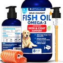 Omega 3 Rybí olej pro psy - Lepší než losos olej - kůže a coat Defense Liquid Supplement for Alergy Relief - High EPA & DHA for Shedding, Mobility, Svědění, Joint & Bone Health Support - 8 FL OZ
